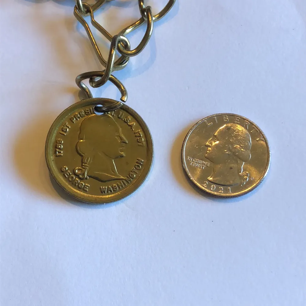 Vintage Brass George Washington Faux Coin Chain Belt Gold - Image 5