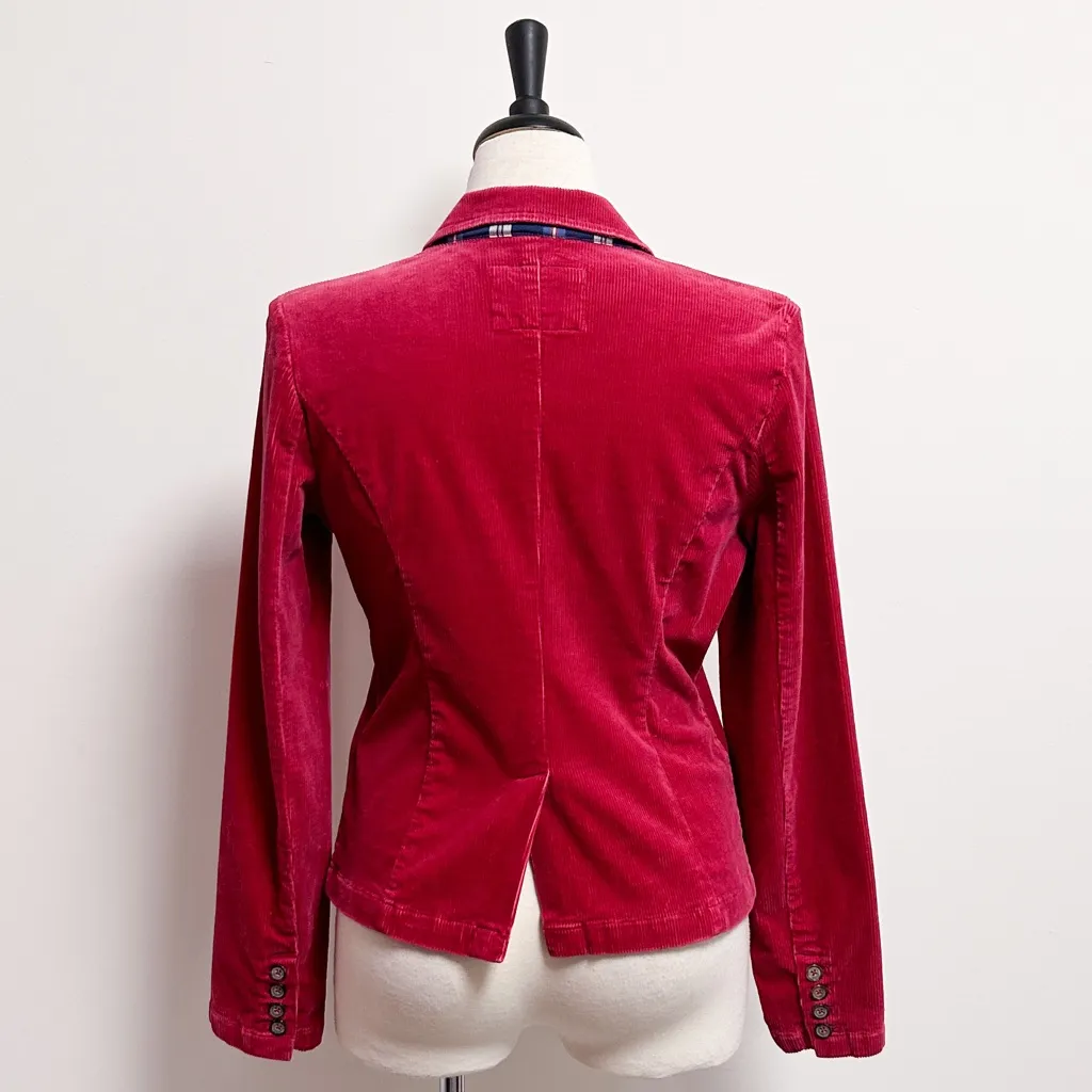 American Eagle Raspberry Red Corduroy Button Front Handkerchief Vintage New - Image 8