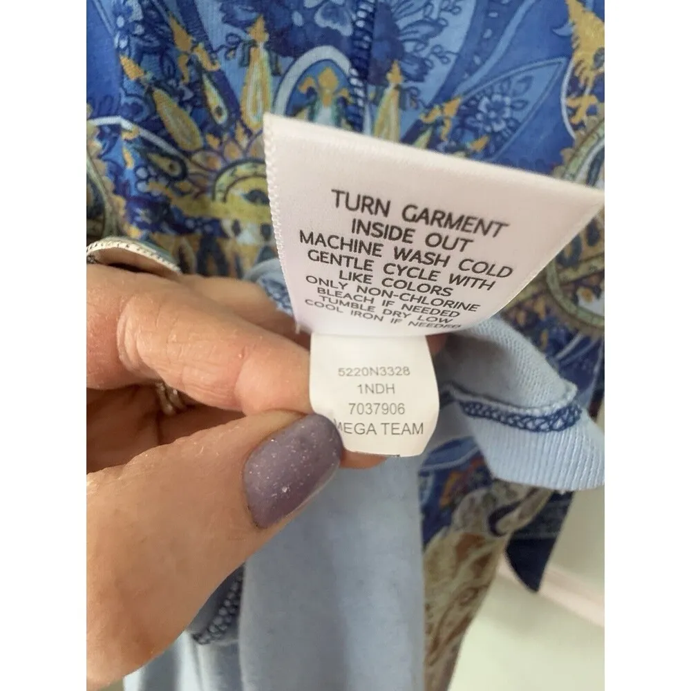 ONE WORLD LIVE AND LET LIVE MULTI EMBELLISHED V NECK TOP TUNIC SZ S Artsy - Image 7