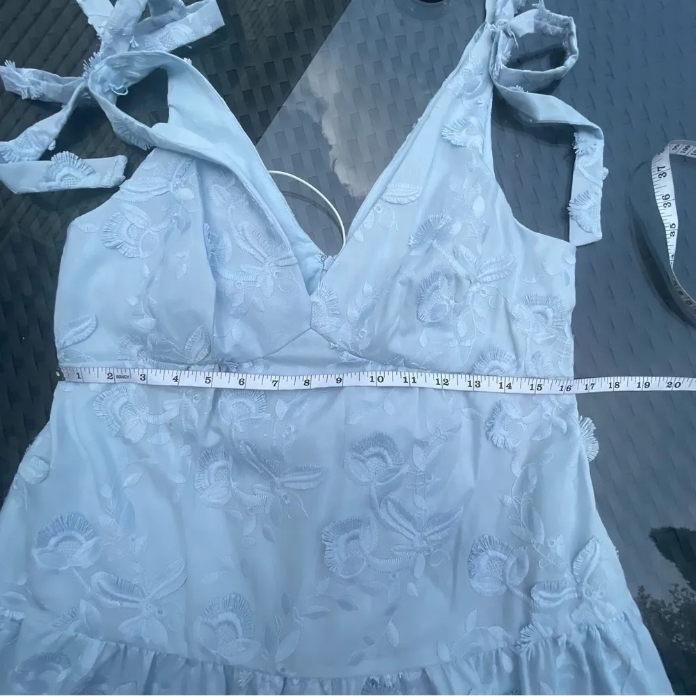 MARCHESA Notte Dress Floral Cotton embroidered maxi Blue - Image 16