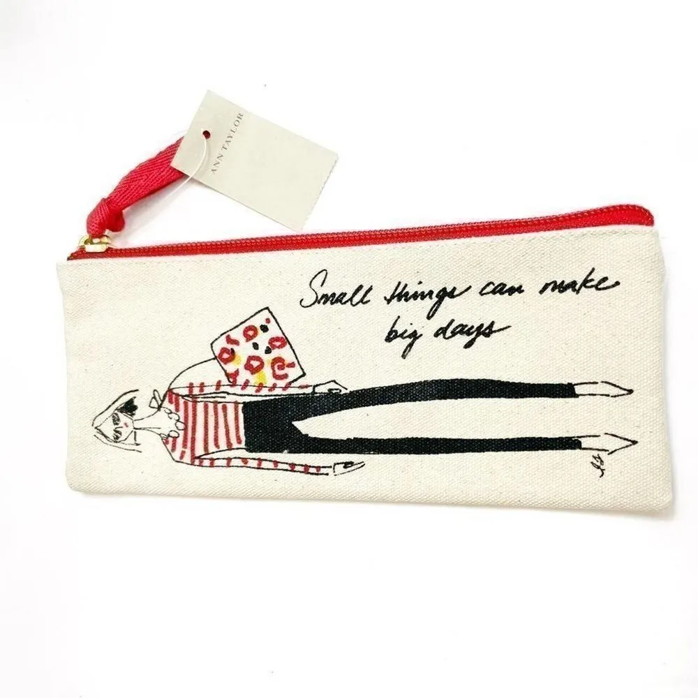 ANN Taylor NWT ‘Small Things Can Make Big Days’ Zippered Make Up Bag Pouch Case - Image 2