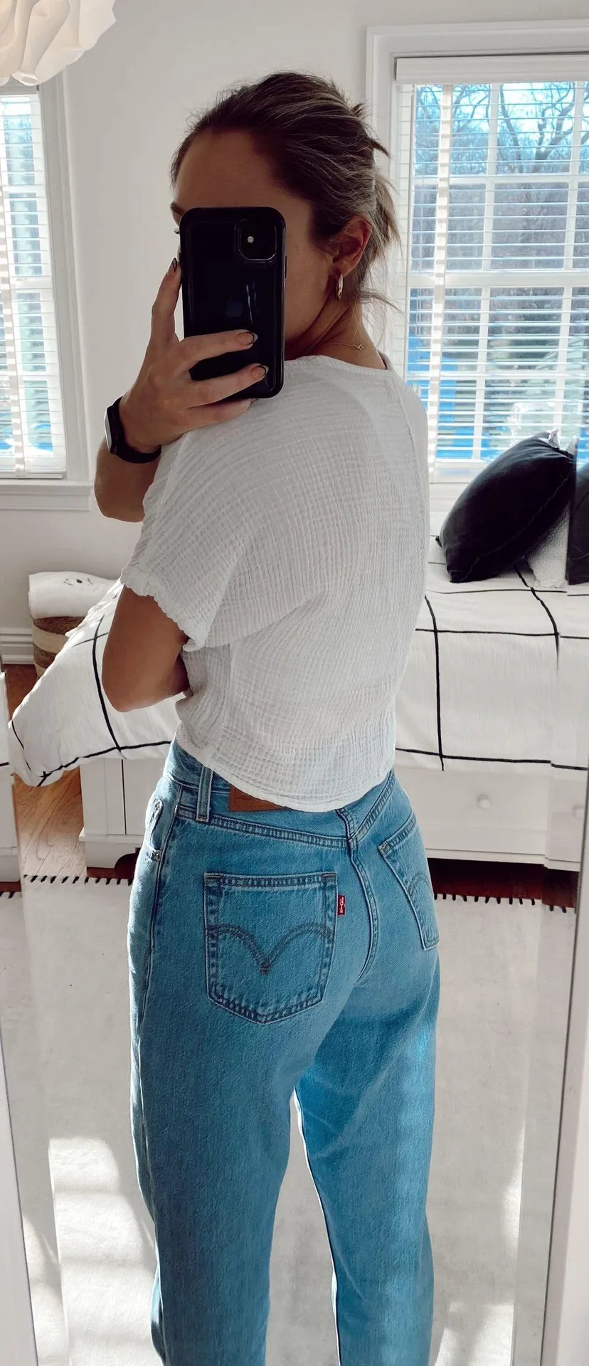 Bella Dahl White Waffle Button Shirt - Image 5