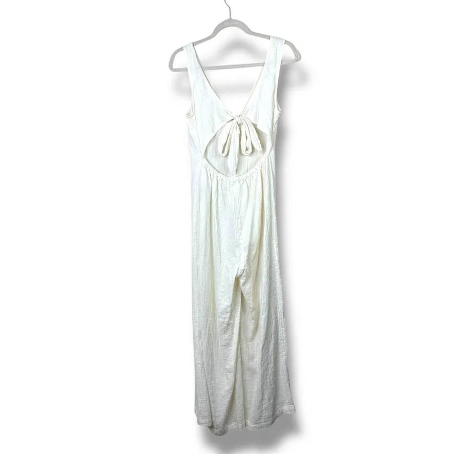 Madewell NWT Lightestspun Tie-Back White Cotton Gauze Cover-Up Jumpsuit Small - Image 7