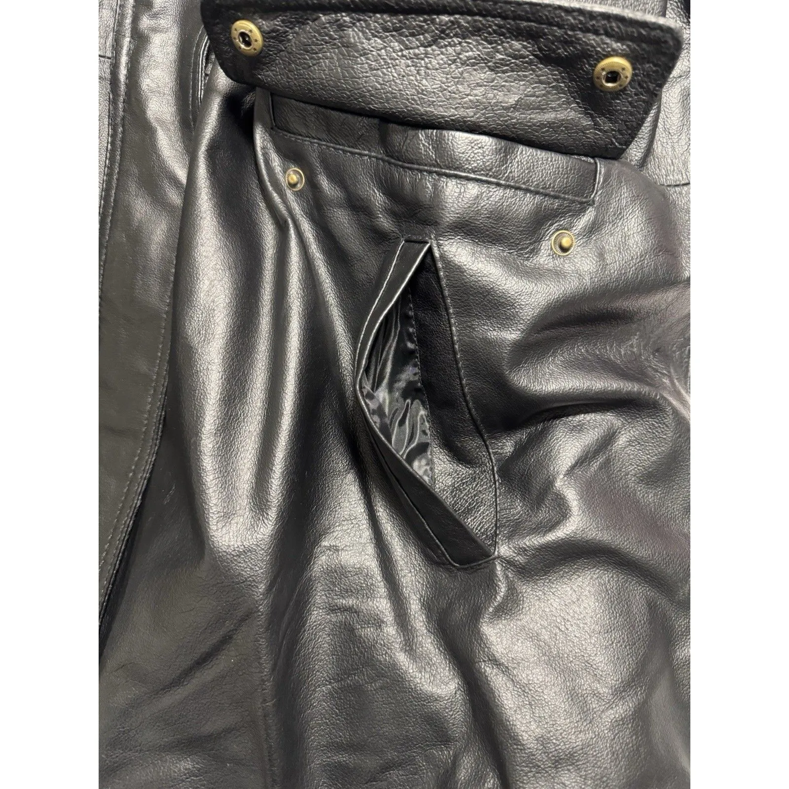 Veranesi Women's Genuine Leather Coat 28W Plus Black Faux Fur Lined Hood Parka - Image 16