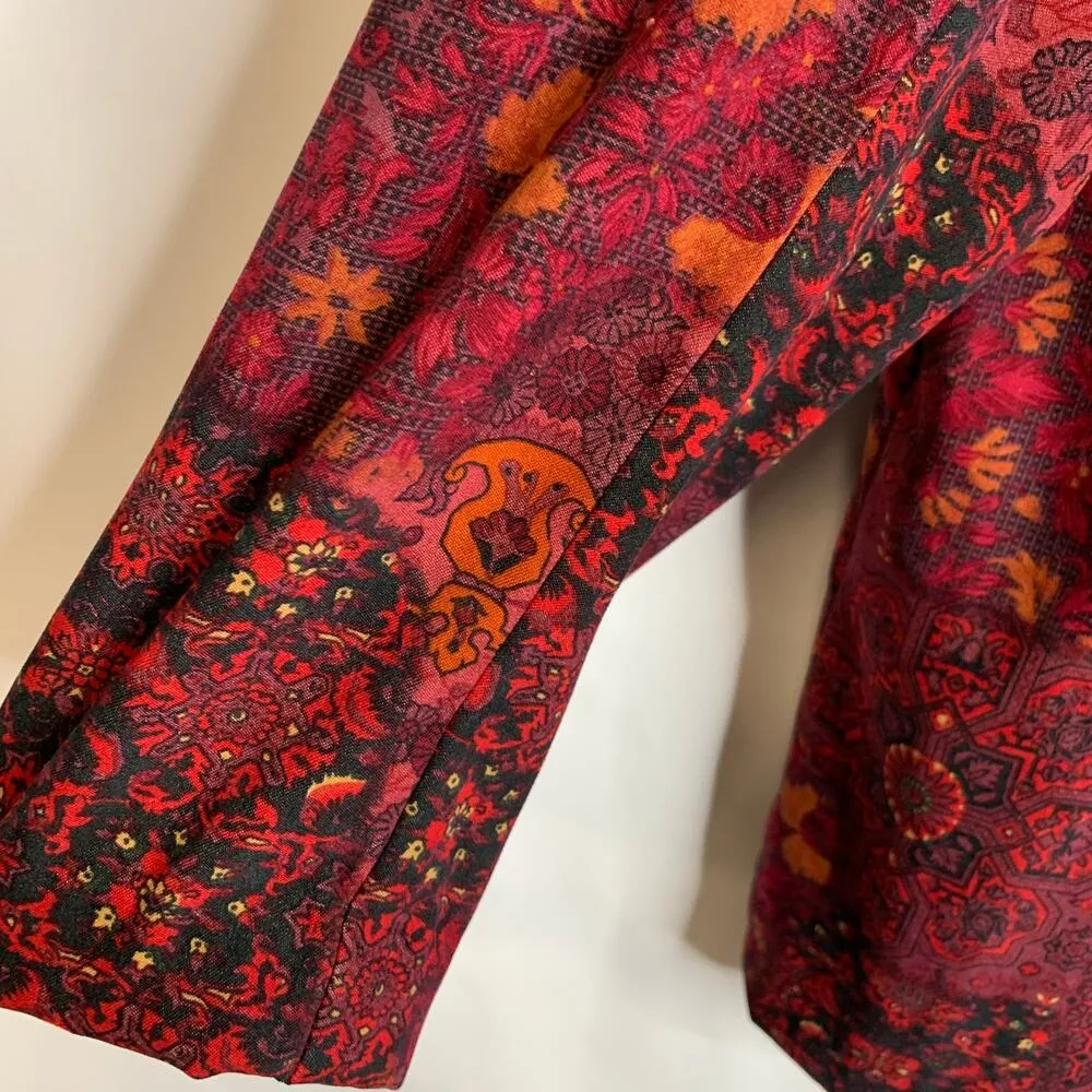 Vintage Paisley Pattern Sz Large Blazer Pink Red Black - Image 3