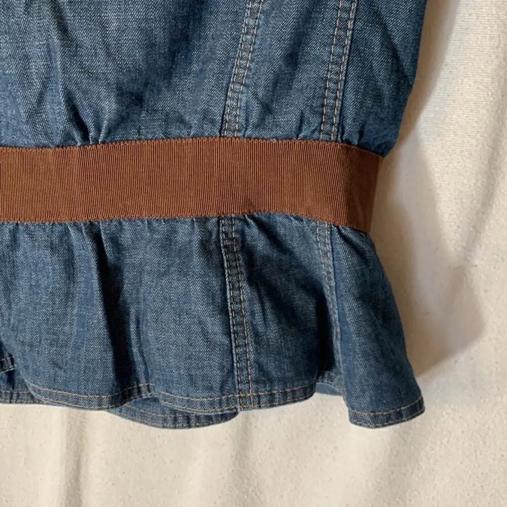 Alexander McQueen 00s jean jacket womens size 46 large medium denim bow y2k blue - Image 15