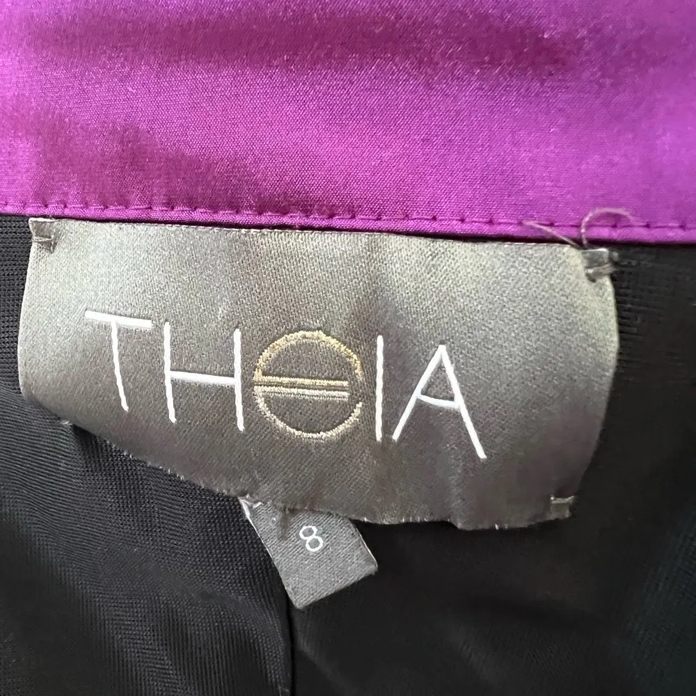 Theia Iridescent Purple One Shoulder Ruched Cocktail Dress – Size 8 - Image 8