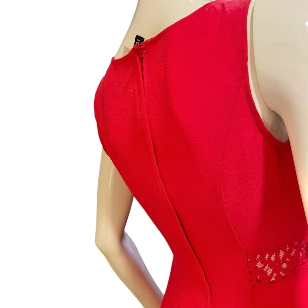 Divided HM Red Crochet Lace Fit & Flare Scoop Neck Skater  Mini Dress Size 6 - Image 8