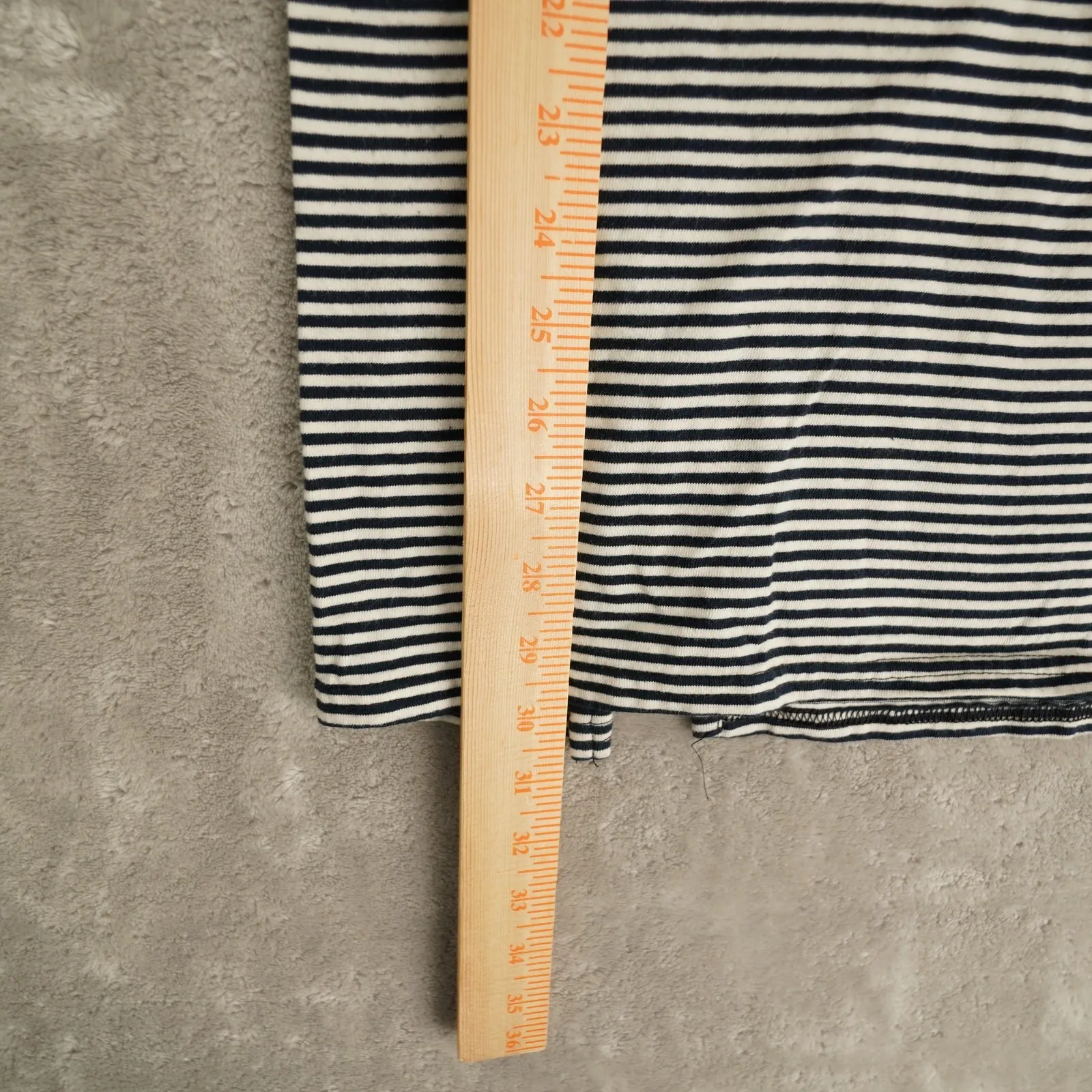 Free People Beach Navy Blue Striped Shirt Women's Small Half Sleeve Slit - Image 6