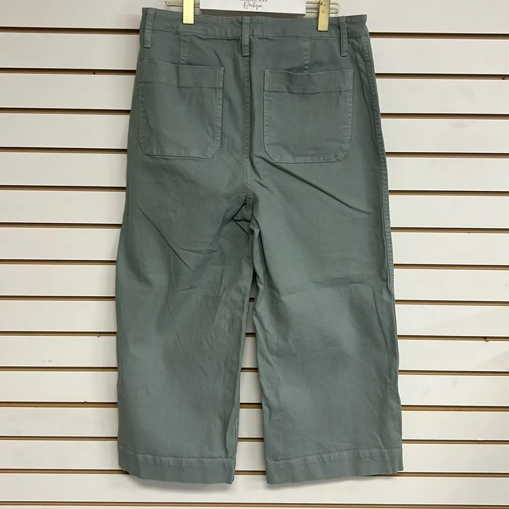 Madewell Slim Emmett Wide-Leg Crop Pants size 32 EUC Greenish Gray - Image 4