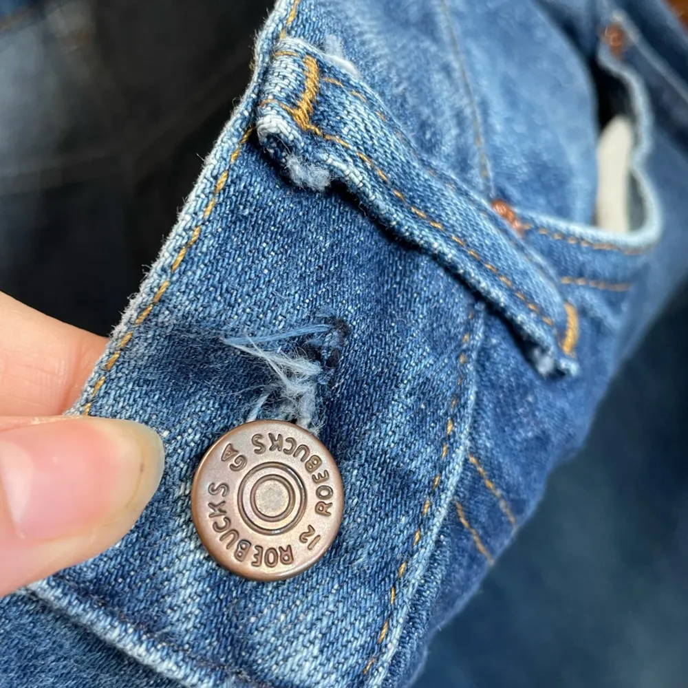 Vintage 70s baby bell bottom genuine Roebucks brand jeans medium wash western Size 27 - Image 7