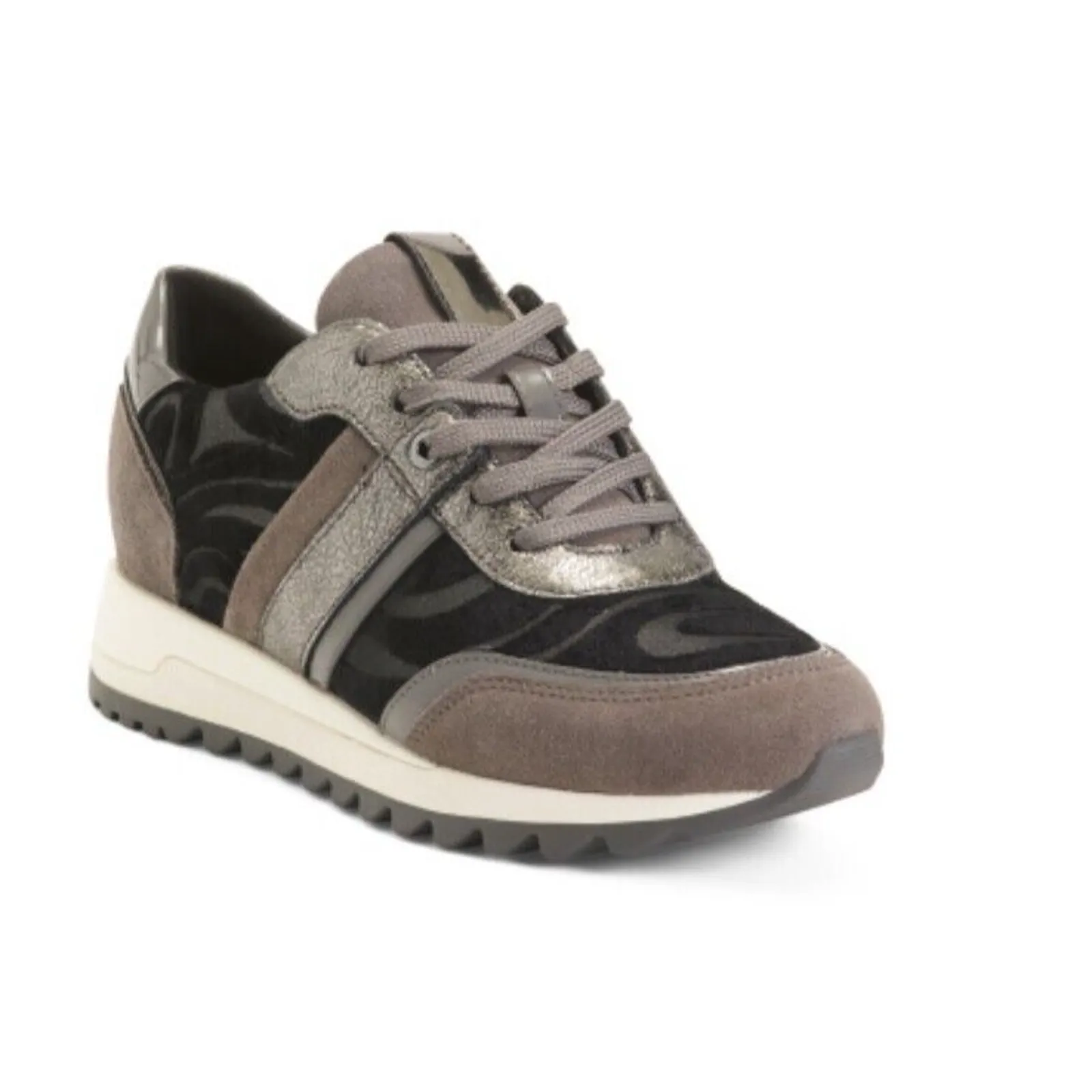 Geox Tabelya Sneakers Dark Grey, Black Velvet ,Suede Comfort Tennis Shoes 7 $170 - Image 6