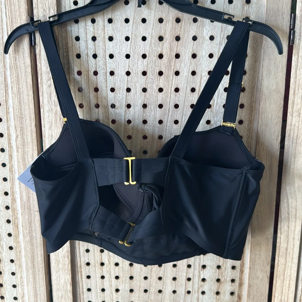 SMART & SEXY full bust black long line underwire push up bikini top 40D NWT - Image 9