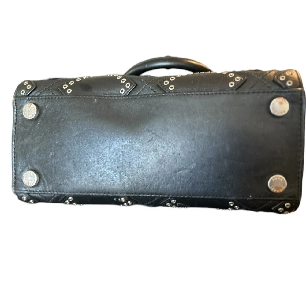 Michael Kors Selma Black Leather Satchel Bag Diamond Grommet Accents‎ - Image 7