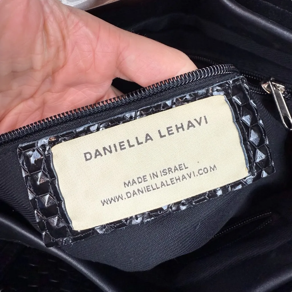 Daniella Lehavi Alexa Medium Satchel 3D Leather Black Crossbody Tote Bag Purse - Image 15