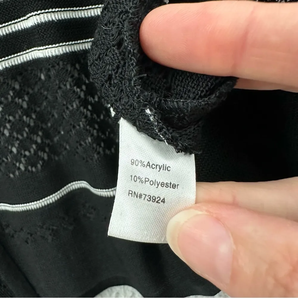 Ming Wang Open Knit 3/4 Sleeve Cardigan Business Casual Workwear Black Women's M - Image 5