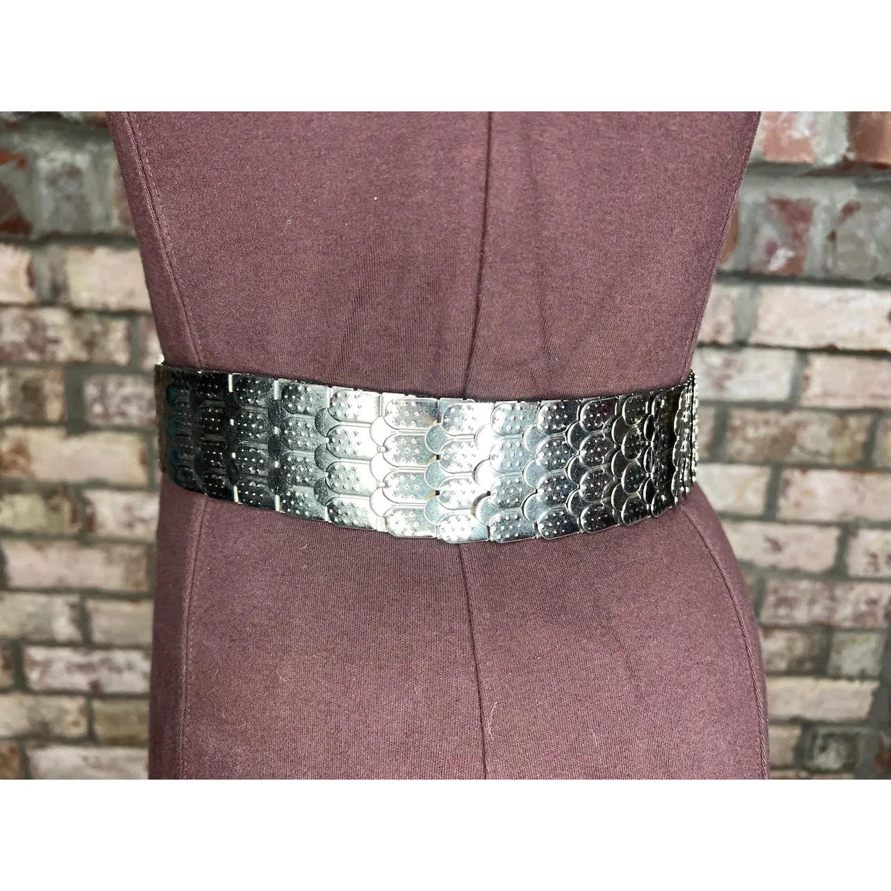 belt fish scale silver jeweled buckle elastic - Image 6