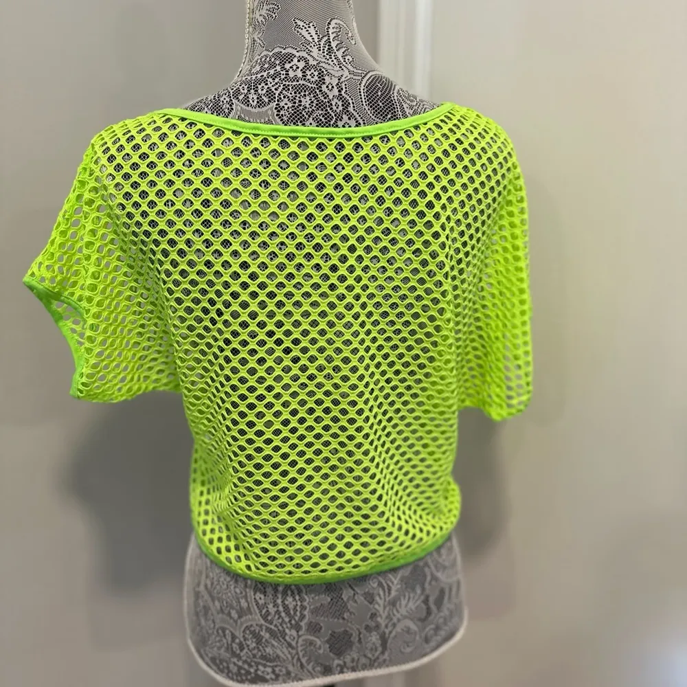 Women’s Fluorescent Green Mesh Oversized Tee. Flowy. Summer. Bright. - Image 2