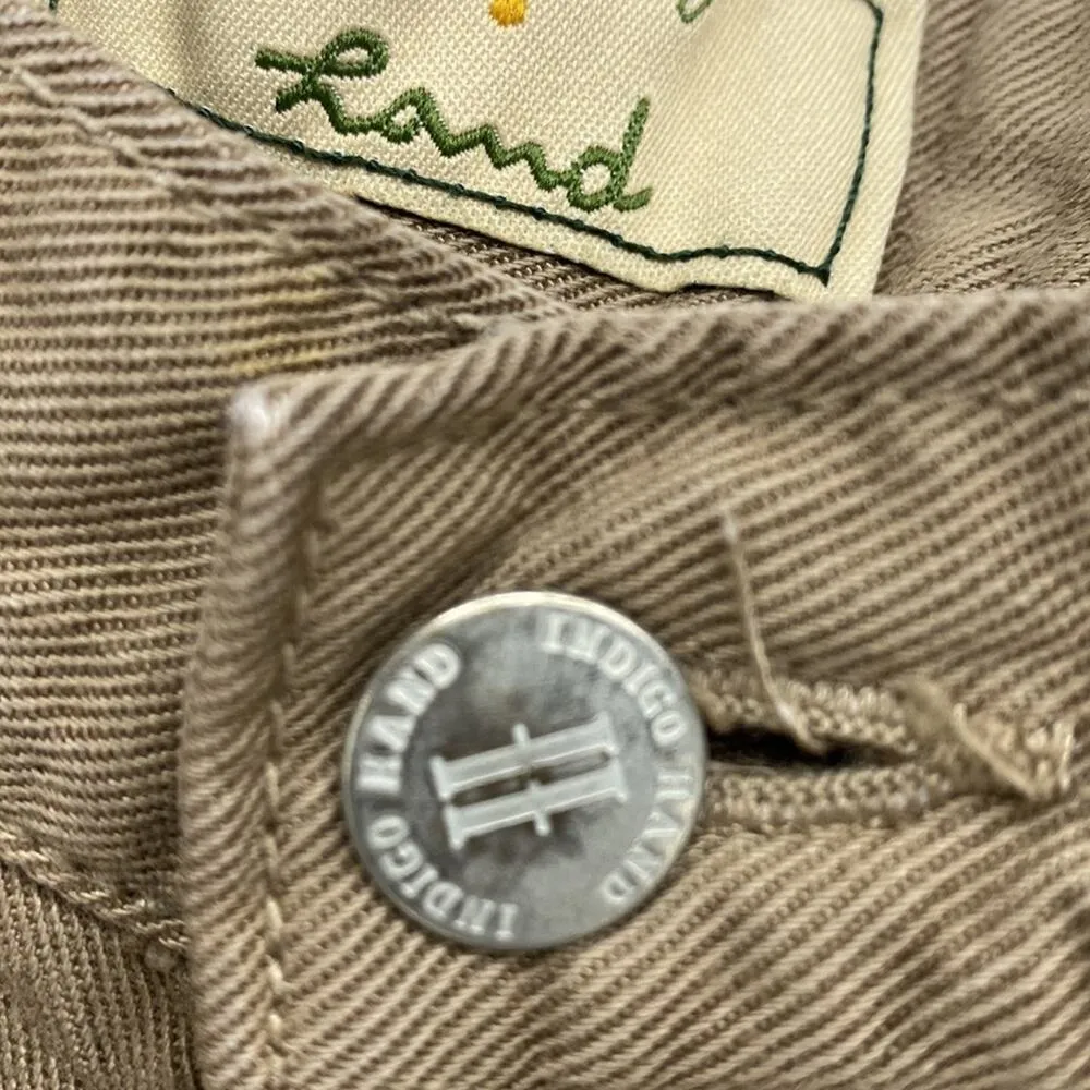 Indigo land relaxed high waisted wide leg soft pants made in USA sz 30 Tan - Image 6