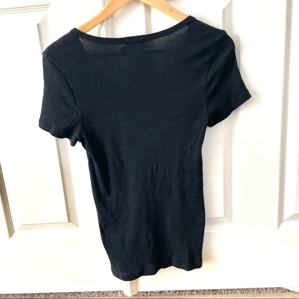 Michael Stars for Anthropologie black short sleeved V neck T - Image 3