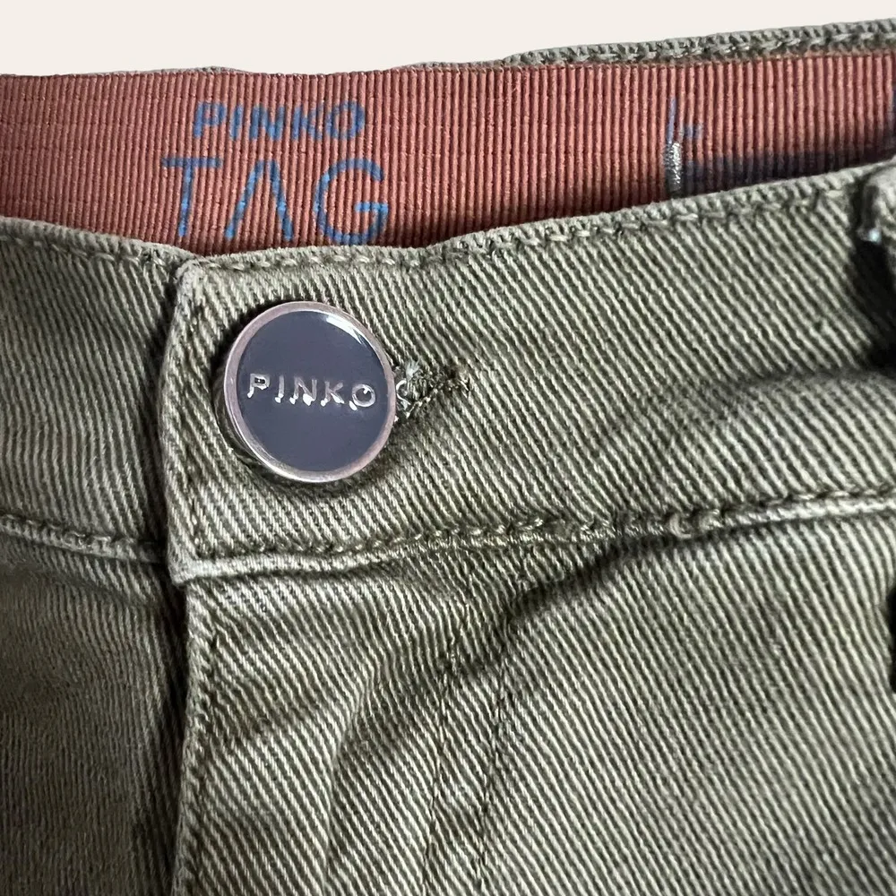 Pinko Green High Rise Gem Embellished Straight Leg Jeans Size 29 - Image 4