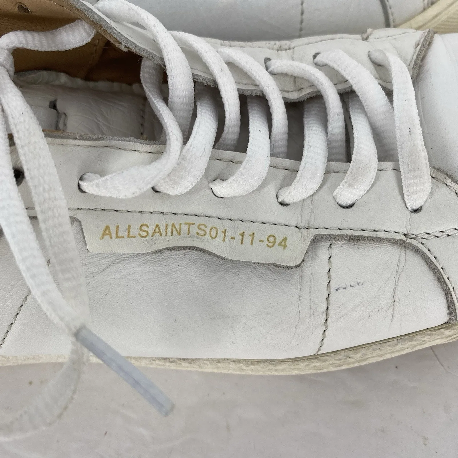 AllSaints Sheer Low Top Round Toe White Leather Sneaker Women's Size EU 37 US 7 - Image 9