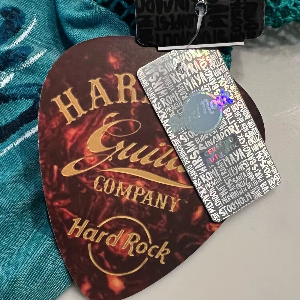 New Hard Rock Guitar Company Daytona Beach T-Shirt Woman's XS Mesh Sleeve - Image 2