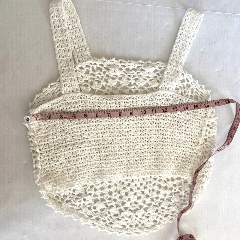 Rebecca Taylor “Crochet Doily” white moonstone open knit tank top Size … - Image 8