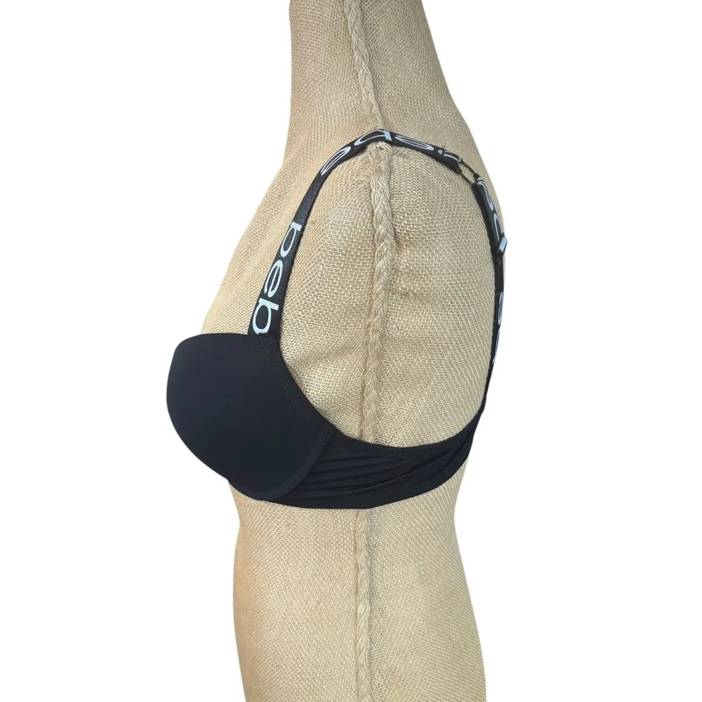Bebe ‎ Black T-Shirt Bra Logo Strap Padded Underwire Size 36C - Image 3