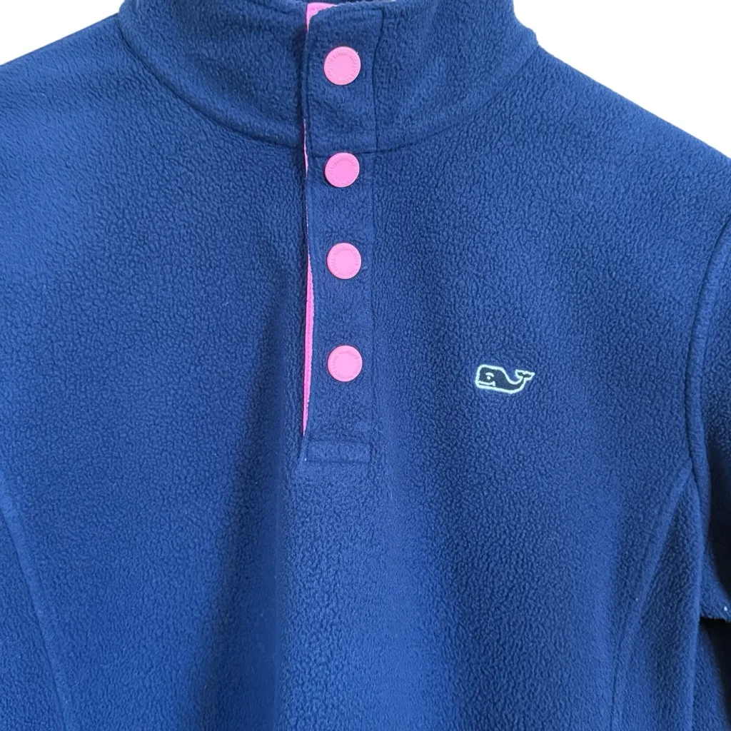Vineyard Vines Blue Fleece Shirt Snap Button Pullover Women’s Size S - Image 2