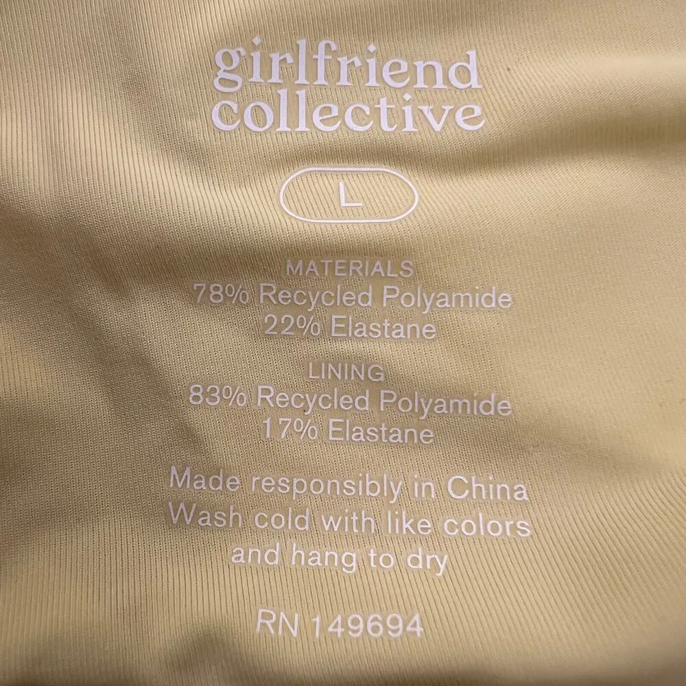 Girlfriend Collective Sunny Yellow Strappy V-Neck Sports Bra Size L - Image 5