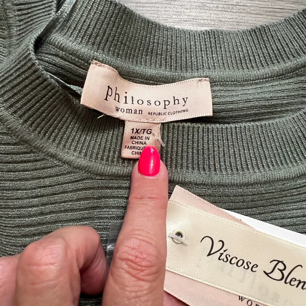 Philosophy Leaf Green Pullover Sweater NWT 1X - Image 5