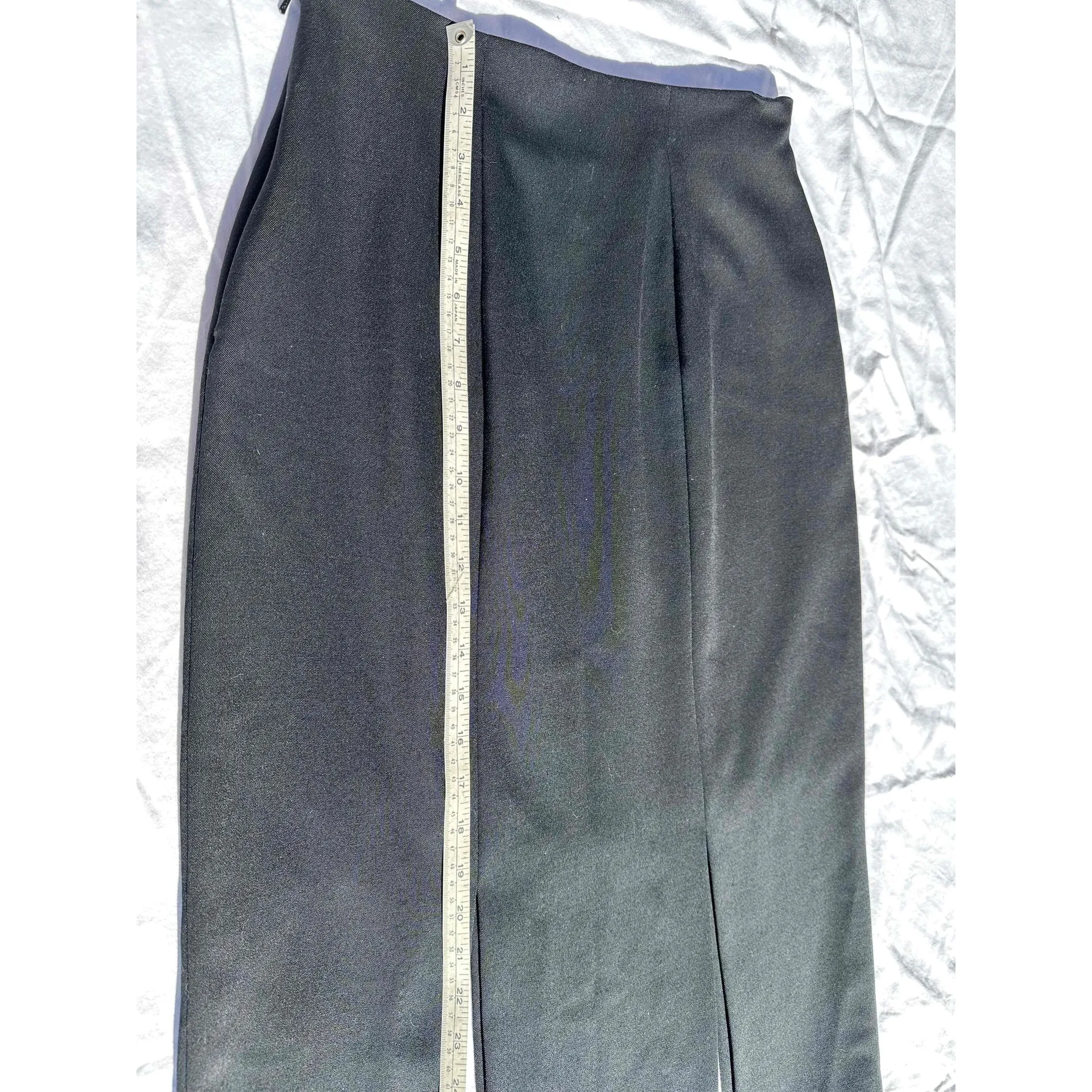 Erez Collections Midi Bedazzled Skirt 100% Wool Gold Studs Slits Black Women's S Size 12 - Image 10