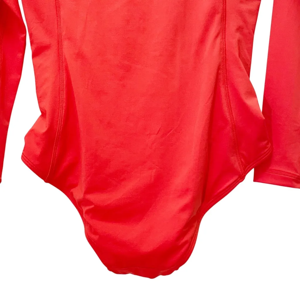 NWT Athleta Sun Shield Rashguard One Piece Swimsuit Red Sz Small Long Sleeve Zip - Image 9