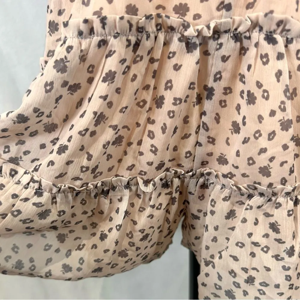 Boutique cheetah animal print ruffle babydoll romper size small - Image 3