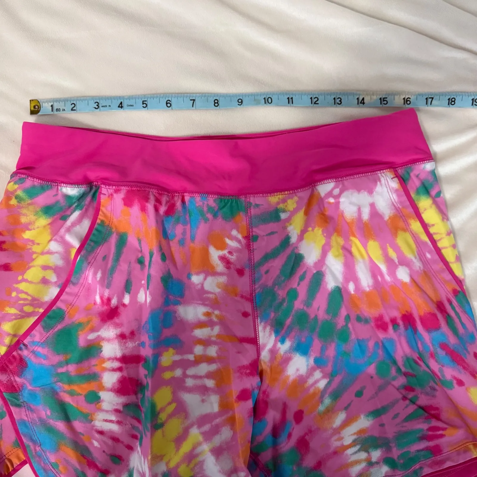 Lands End Tie Dye Athletic Shorts Pink Multi Color Athletic Workout Size 12 - Image 6