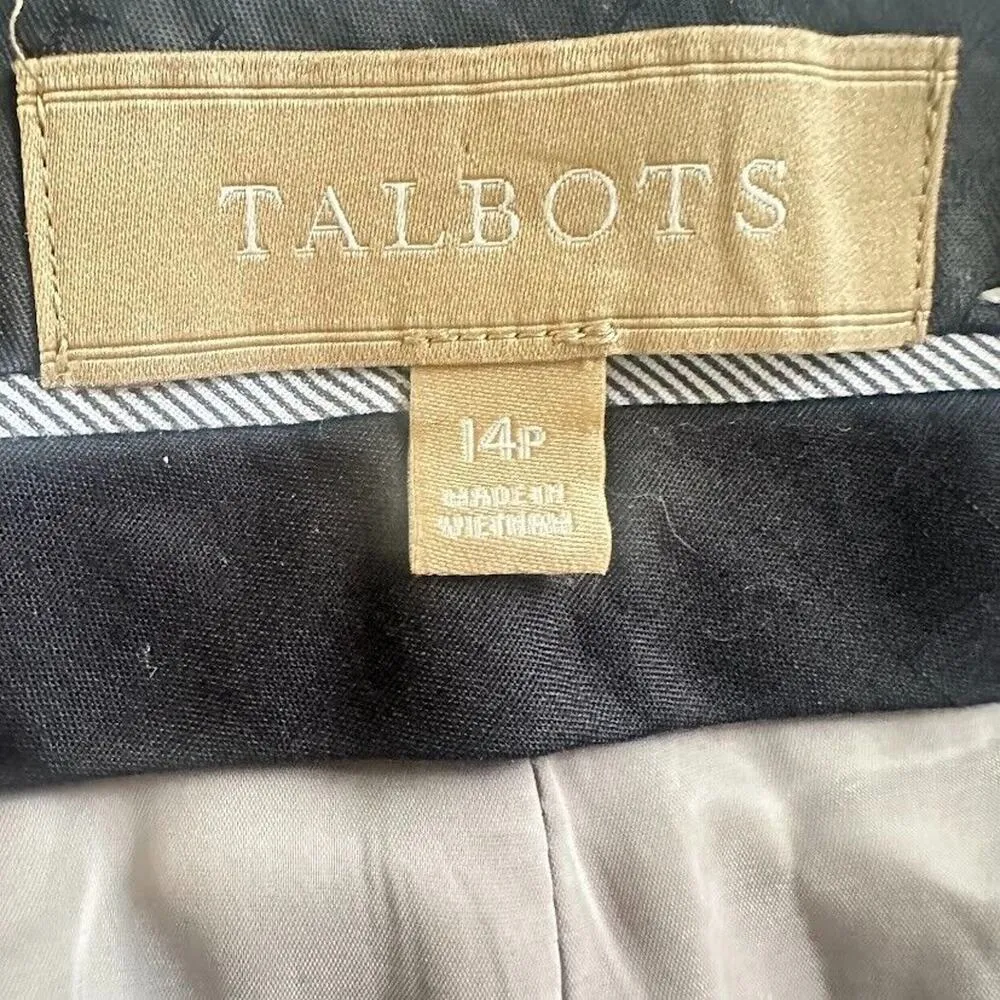 TALBOTS Wool PANTS 14 Petite 14P Plaid Gray Straight Career Work Italy Office - Image 6