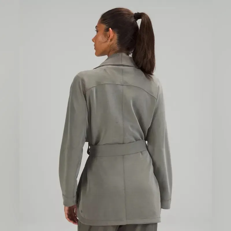 Lululemon Softstreme Belted Wrap Jacket Long Sleeves Grey Sage M/L - Image 3