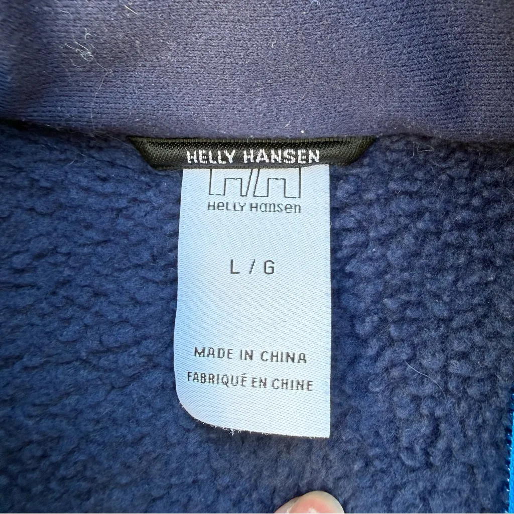 Helly Hansen Navy Fleece Jacket, Size Large - Image 4