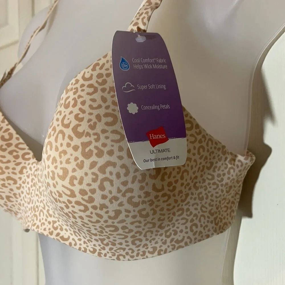 Hanes Cool Comfort Ultimate Bra Leopard Print 36B - Image 6