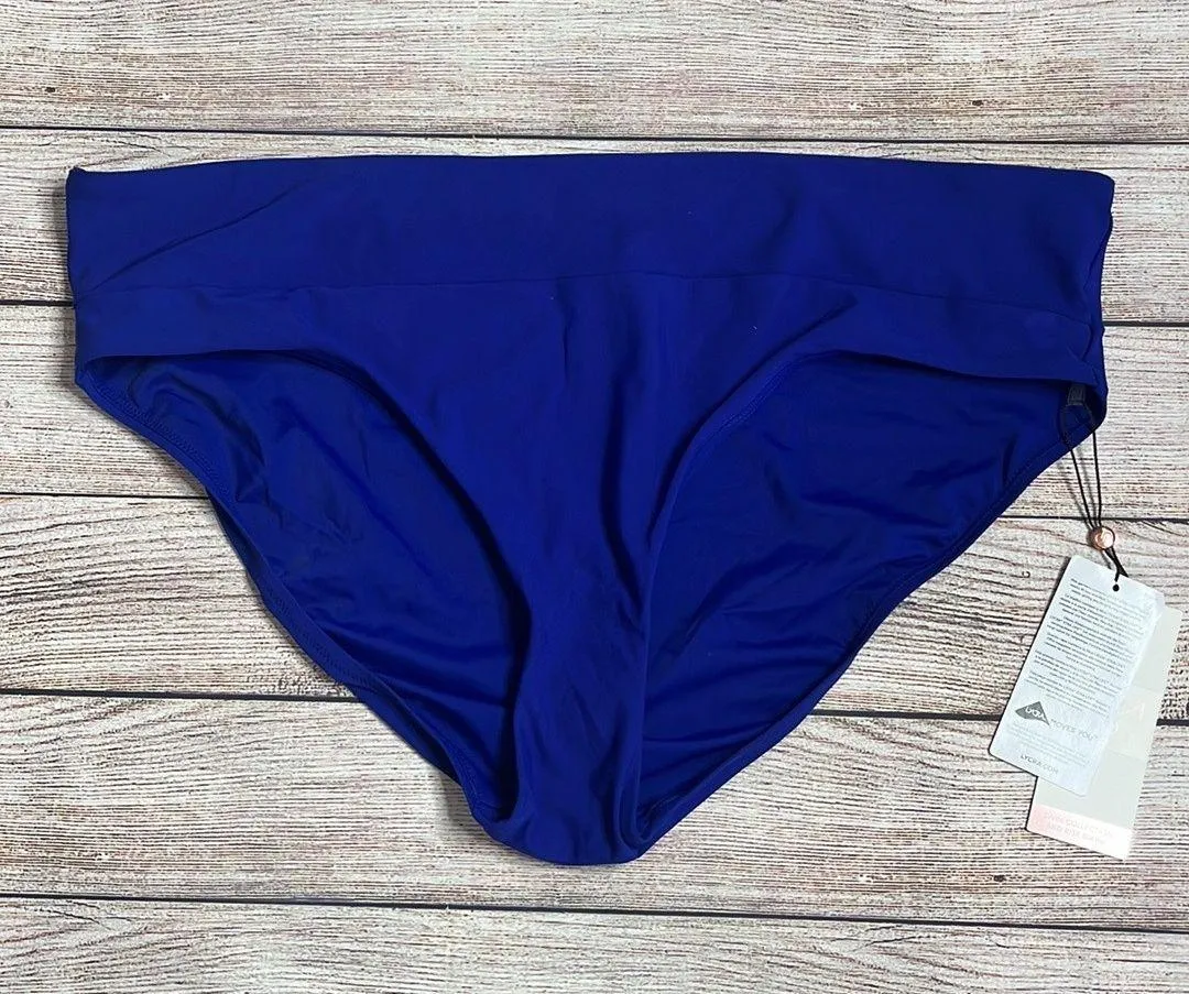 Womens XL Calia Wide Band Mid Rise Jeweled Indigo Bikini Bottom  - Image 3