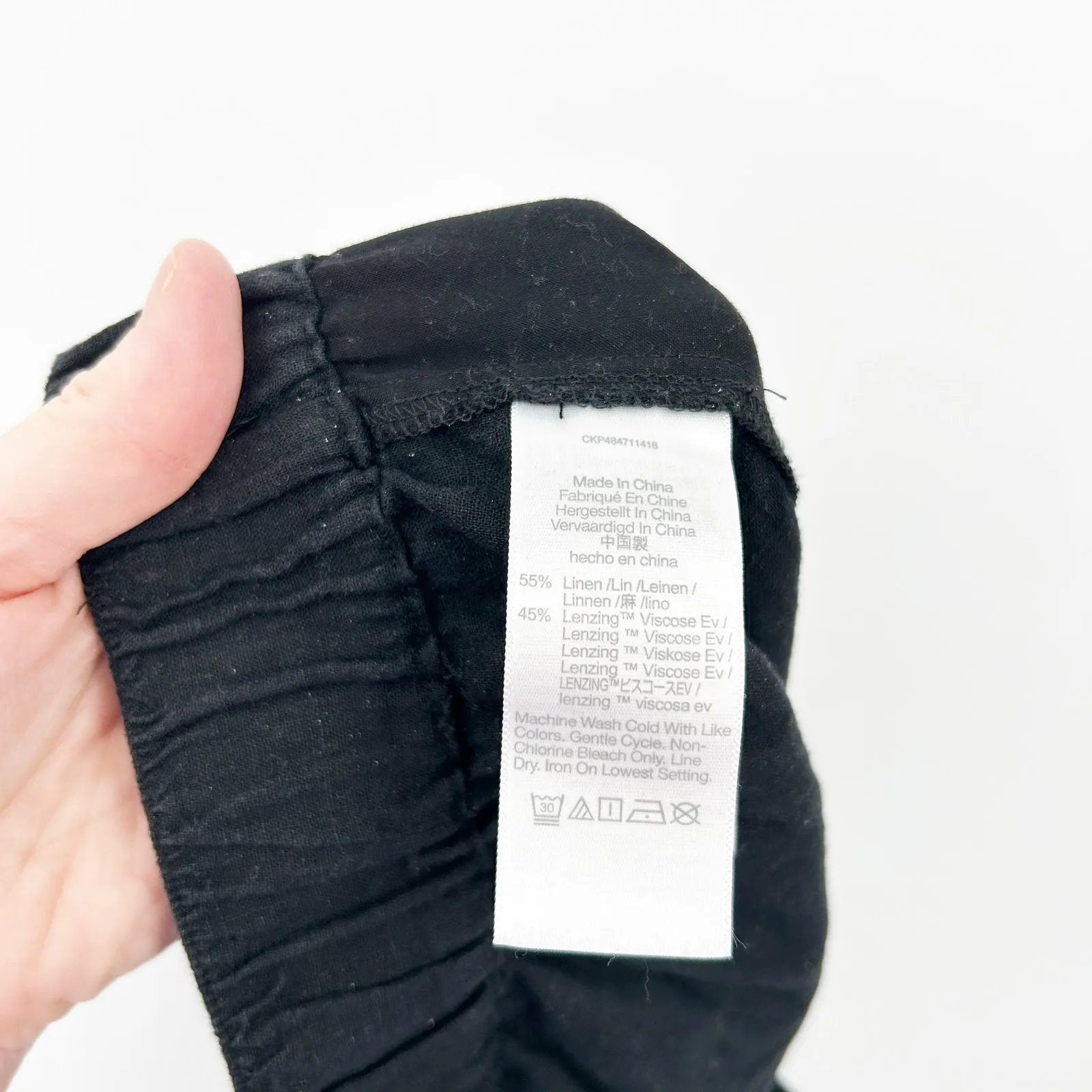 Madewell Womens Beachy‎ Lounge Linen Blend Pull On Wide Leg Pants Size M Black - Image 7