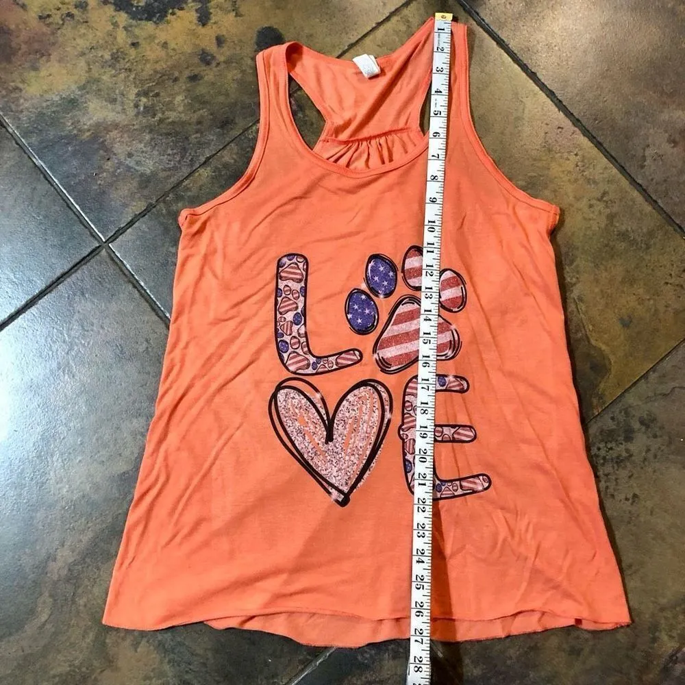 Bella Canvas Dog Love Orange Halter Paw Sparkle Tank Top XL - Image 4