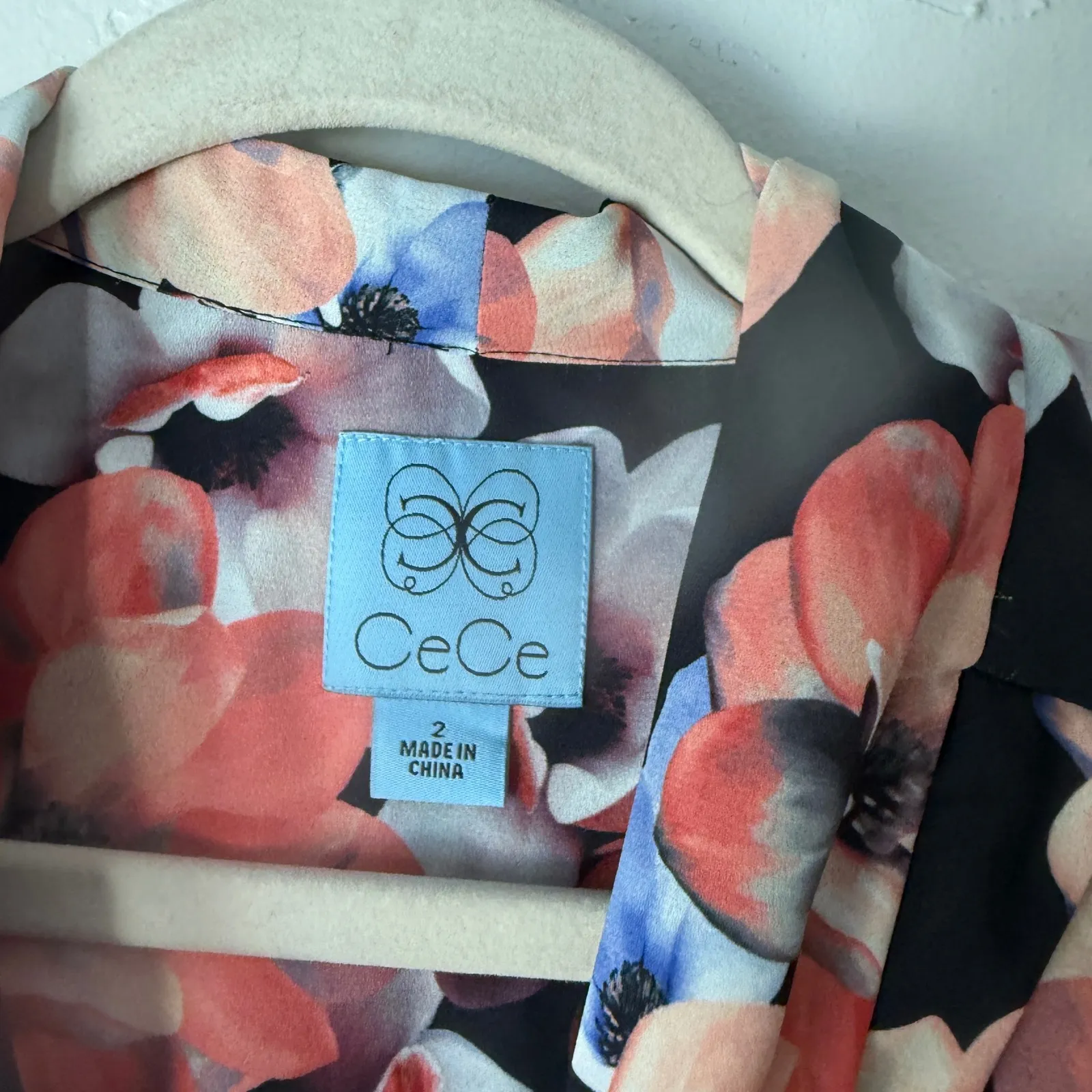 CeCe Nordstorm Black Floral Sleeveless Tie Neck Shirt Dress Size 2 Party Preppy - Image 7