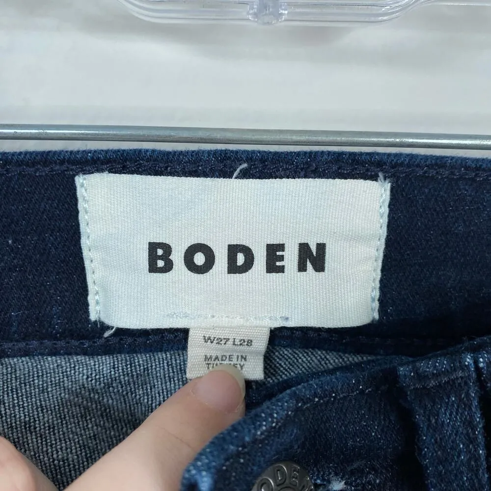 BODEN Mid Rise Slim Flare Jeans Size 27 Dark Wash Retro Wide Leg Stretch Denim Blue - Image 4