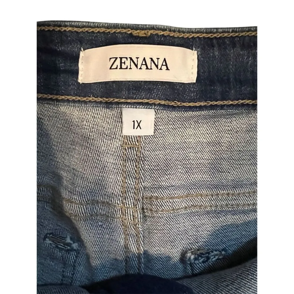 Zenana Women's Plus Size 1X Blue Denim Cut-Off Shorts Casual - Image 3