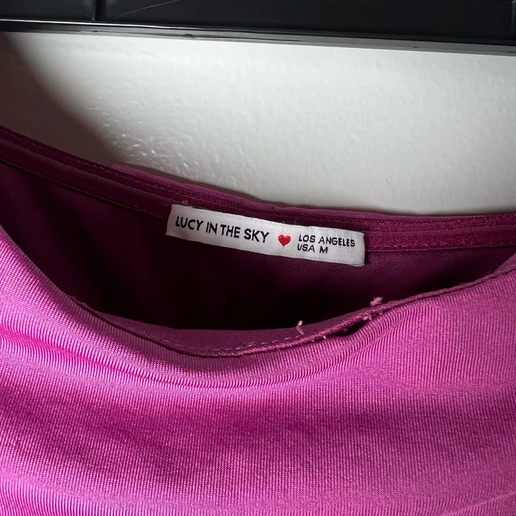 Lucy In The Sky Strapless Ruched Corset Bodycon Pink Mini Dress Party Hoco Sz M - Image 3