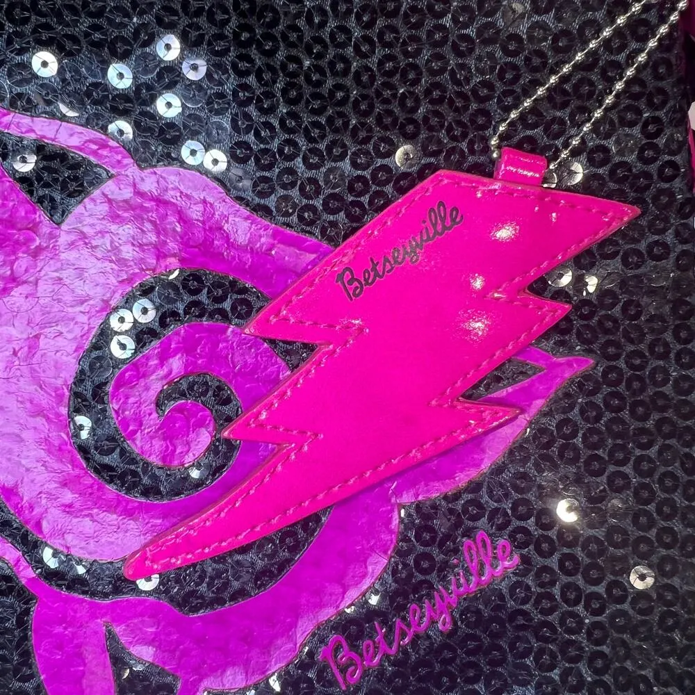 Betseyville by Betsey Johnson Sequin Flower Crossbody Bag Black - Image 5