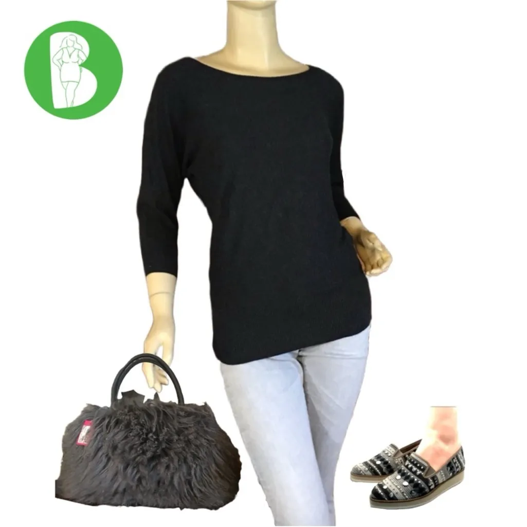 ANN TAYLOR LOFT DARK GRAY LIGHT WEIGHT KNIT PULL OVER SWEATER (S) - Image 2