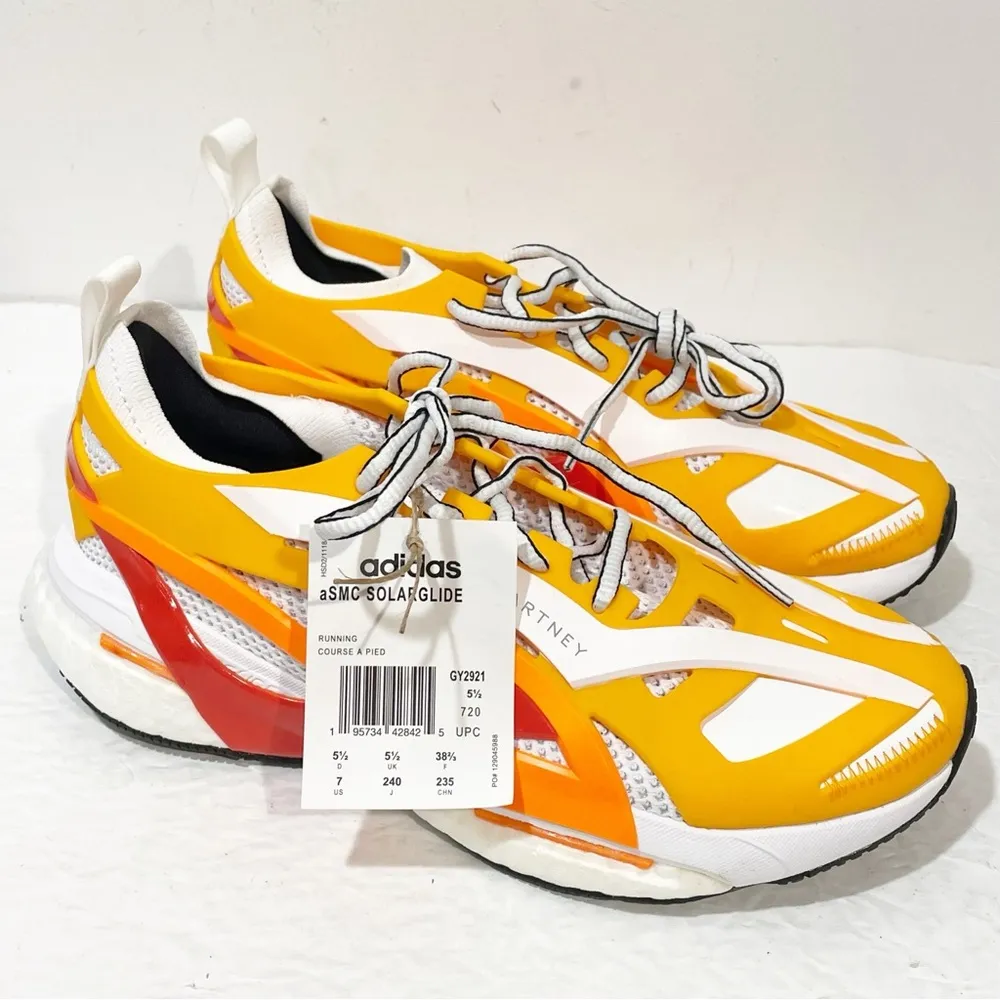 Adidas by Stella McCartney Women’s Size 7 Solarglide Sneakers Orange White NEW - Image 3
